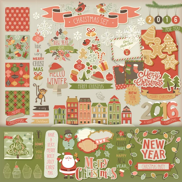 Conjunto de álbumes de recortes de Navidad - elementos decorativos . — Archivo Imágenes Vectoriales