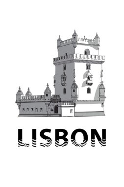 The sketch of Belem Tower  in Lisbon clipart