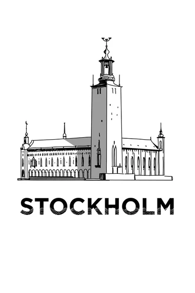 The sketch of Stockholm city hall — Stock Vector