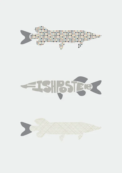 Poster in Scandinavian style, fish print. — Stock Vector