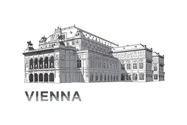 The sketch of State Opera House in Vienna. — Stock Vector