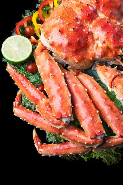 Top view of Red king crab served on black black background — Stock Photo, Image
