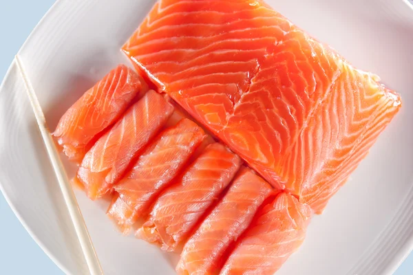 Pohled shora čerstvé červené rybí plátky Stock Fotografie