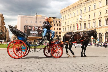 Coachman çekti bir at, bir at arabası tur için bekleyen oturuyor