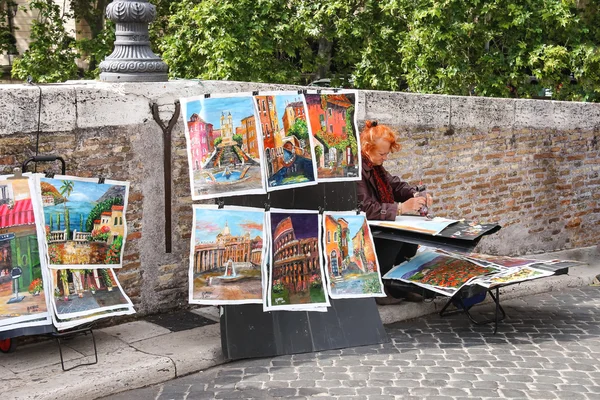 Ulica malarz w pracy w Rzym, Włochy — Zdjęcie stockowe