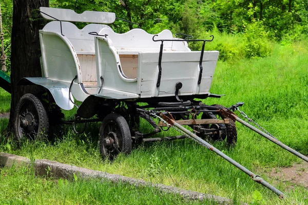 Wagon in the yard of the rural house in Ukraine — Stock Photo, Image