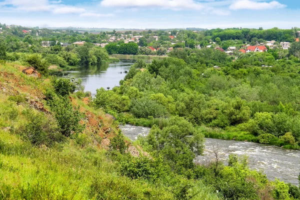 The rapids on a small river near the Ukrainian village — Stock Photo, Image