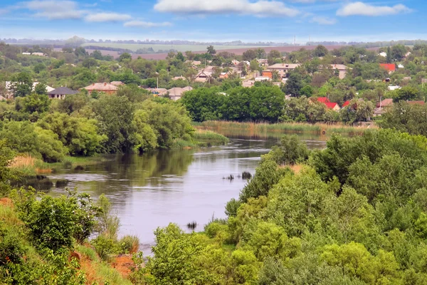 The rapids on a small river near the Ukrainian village — Stock Photo, Image