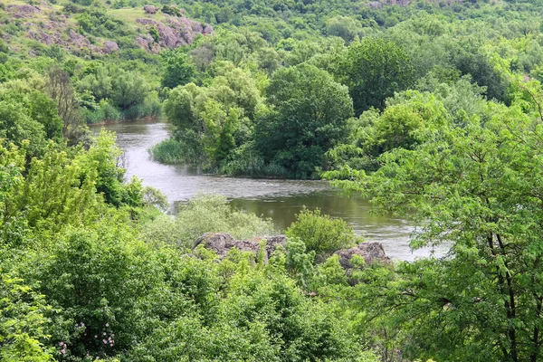 Τα ορμητικά σημεία ποταμού σε ένα μικρό ποτάμι στην Ουκρανία — Φωτογραφία Αρχείου