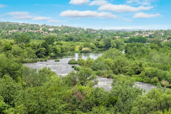 The rapids on a small river near the Ukrainian village — Stock Photo, Image
