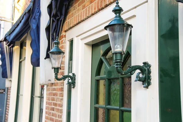 Lights on the front of a Dutch house — Stock Photo, Image