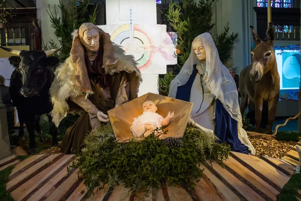 Рождественская сцена в соборе голландского города Ден Бош — стоковое фото
