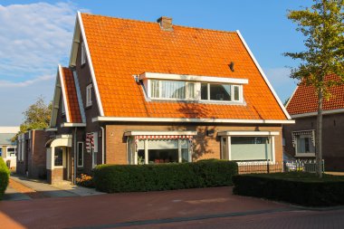 Hollandalı küçük kasabada Zwanenburg pitoresk konut evleri, t