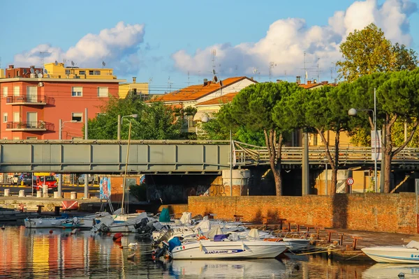View to Porto canal from Giacomo Matteotti avenue. Rimini, Italy — Stockfoto