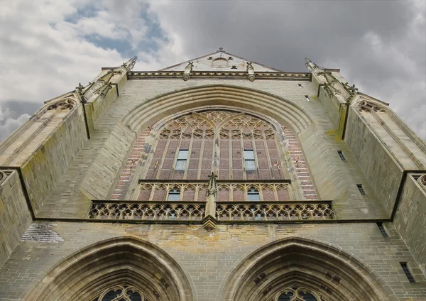 Gevel van de Grote Kerk (Sint-Bavokerk) in het historische centrum — Stockfoto