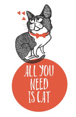 Tek ihtiyacınız olan kedi tasarım kartı