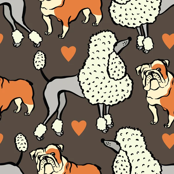 Me encantan los perros Design con bulldog y Poodle — Archivo Imágenes Vectoriales