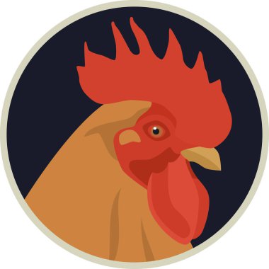 New Hampshire horozu Simgesi Düz vektör illüstrasyon Çiftlik tavuğu seti