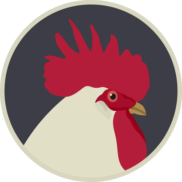 Witte Leghorn Haan Iconen Platte Vector Illustratie Farming Ras Van — Stockvector