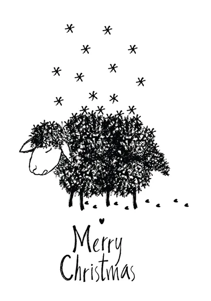 Merry Christmas design card with sheep — Stock Vector