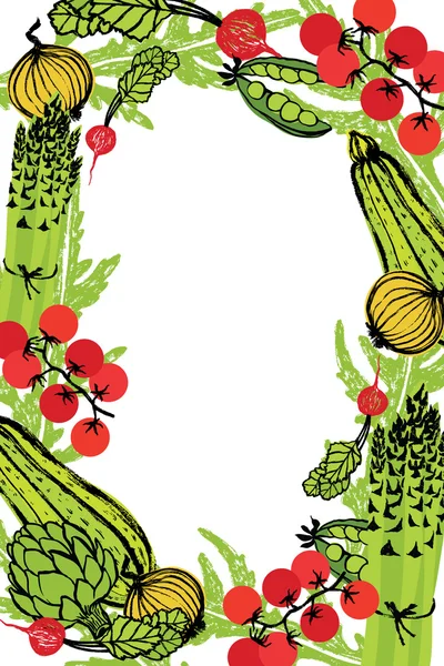 Marco de diseño de alimentos saludables con verduras frescas — Vector de stock