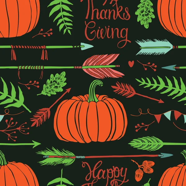Happy ThanksGiving background with pumpkins — Stock Vector