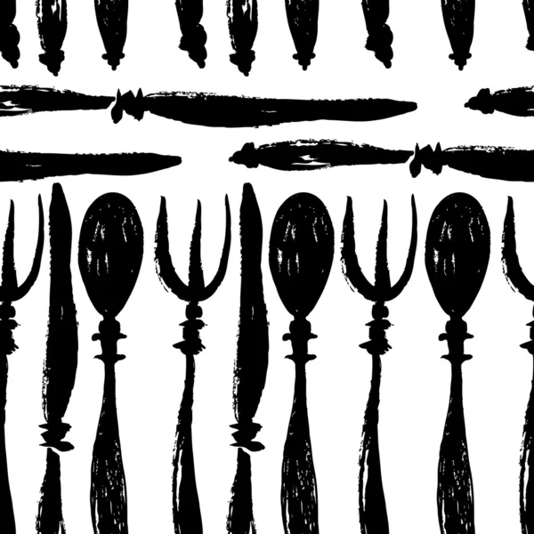 Forchette, coltelli e cucchiai modello senza cuciture — Vettoriale Stock