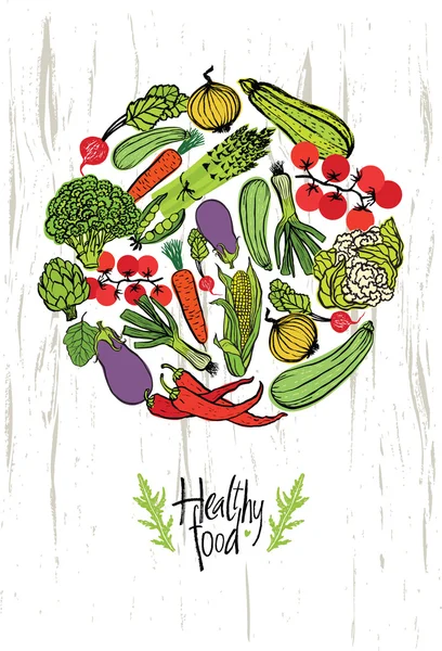 Hälsosam mat design kort — Stock vektor