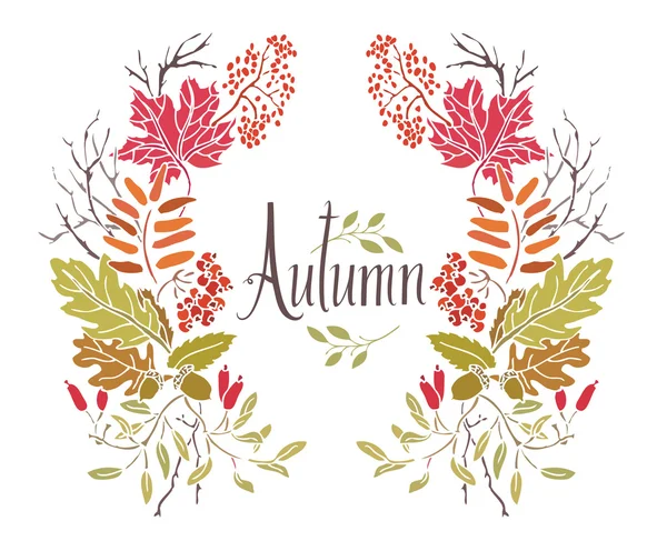Autumn Frame of leaves and twigs — Stock Vector