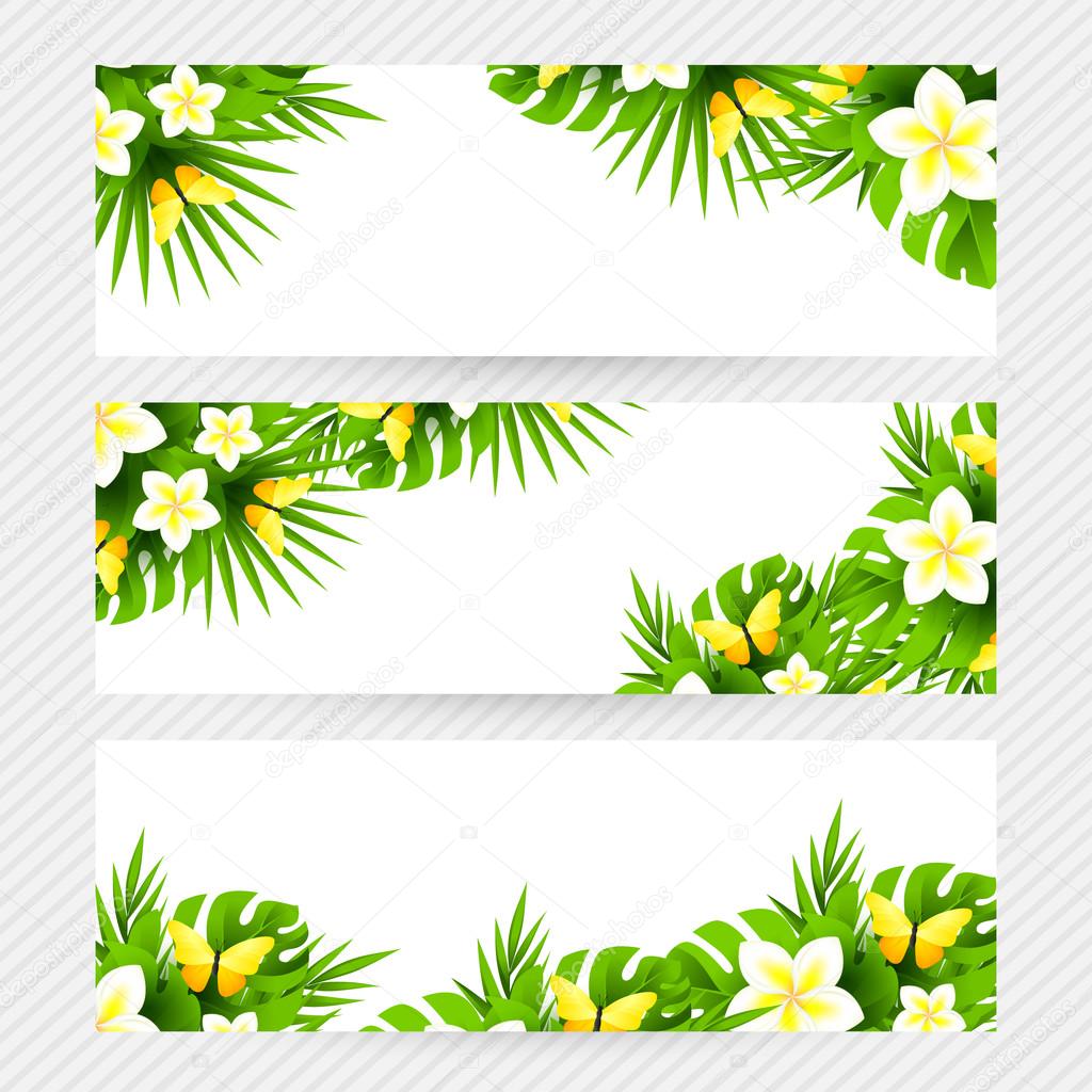 Tropische Einladung Hintergrund Mit Exotischen Blume Und Gelb Aber Stockvektor C Ksana Gribakina