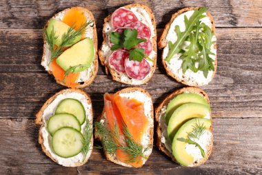 çeşitli bruschetta sandviç