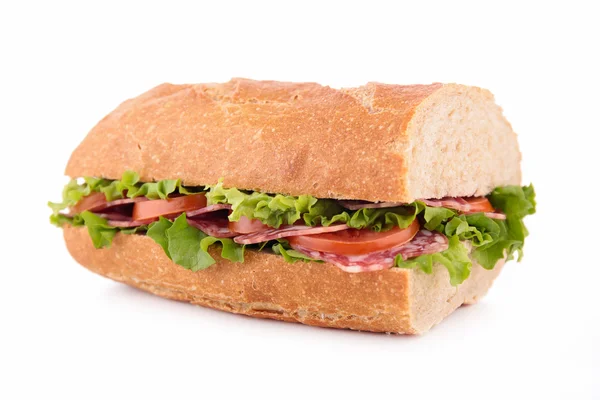 Sandwich met salade en salami — Stockfoto