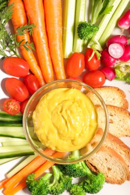 sebze daldırma ve ekmek ile