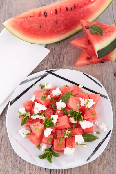 Watermelon salad with feta — Stock Photo, Image