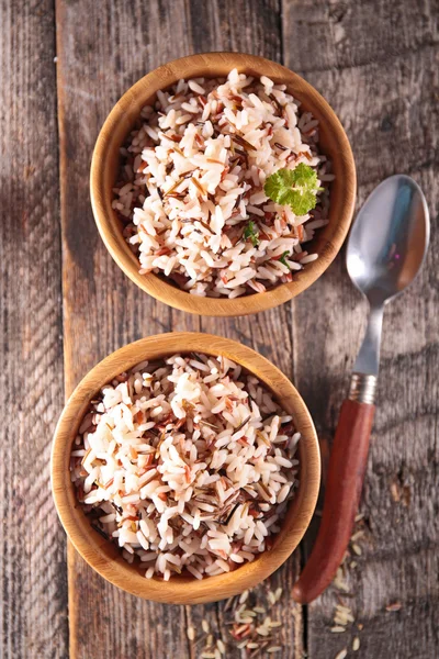 Boiled rice in bowls — Stock Photo, Image