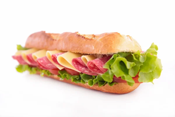 Broodje met salami en kaas — Stockfoto