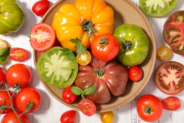 assorted colorful fresh tomatoes