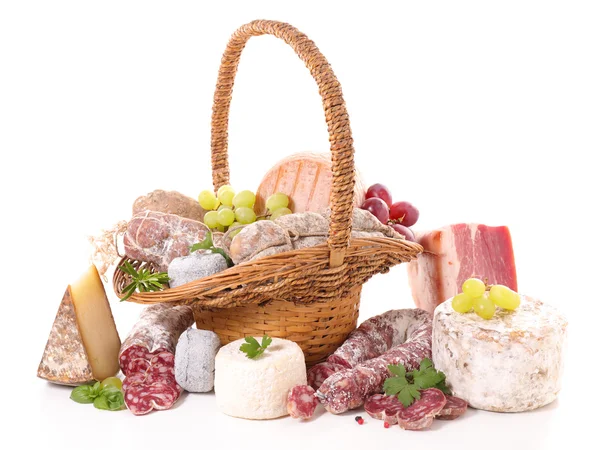 Gesorteerd vlees en kaas — Stockfoto