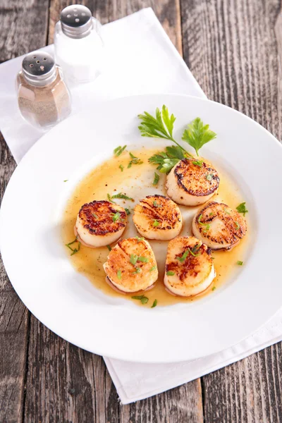 Fried scallops, seafood — Stock Photo, Image