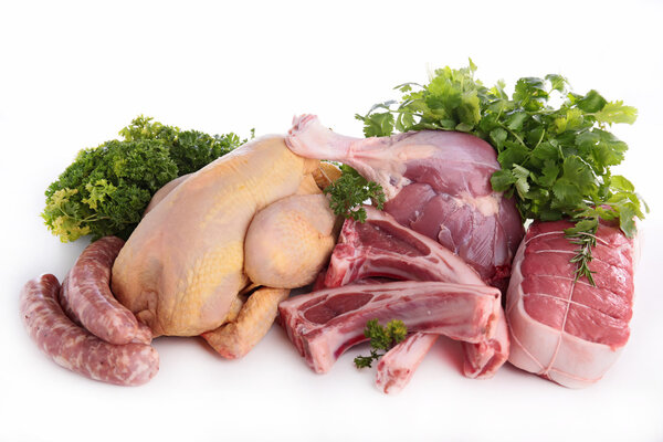 assorted raw meat
