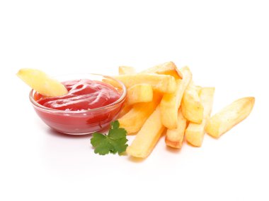Kızarmış patates ve ketçap.