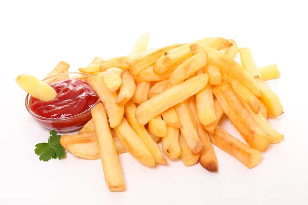 Papas fritas y salsa de tomate —  Fotos de Stock