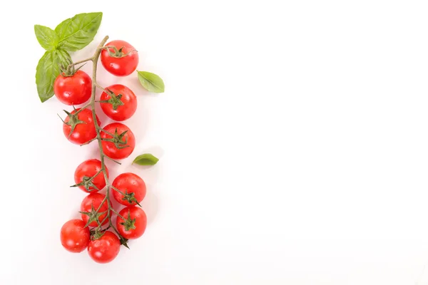 Çeri domates ve fesleğen — Stok fotoğraf