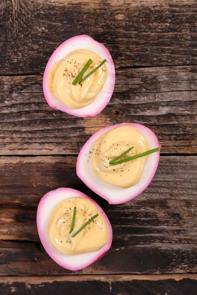 Deviled eggs with mayonnaise — Stock Photo, Image