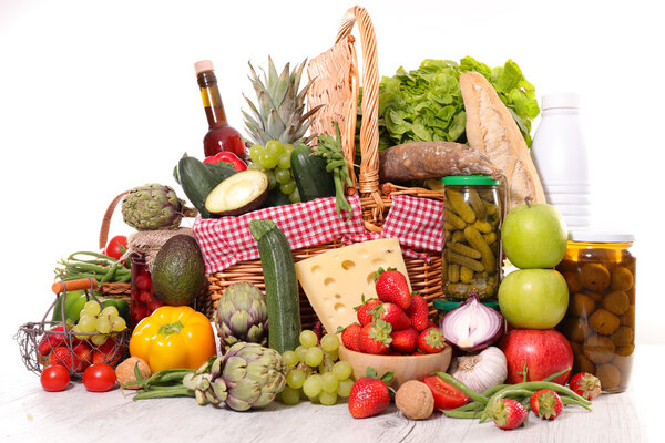 basket with healthy food