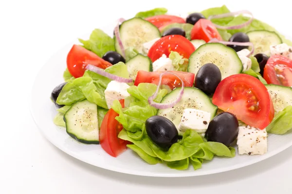 Salát s feta, olivami a rajčata — Stock fotografie