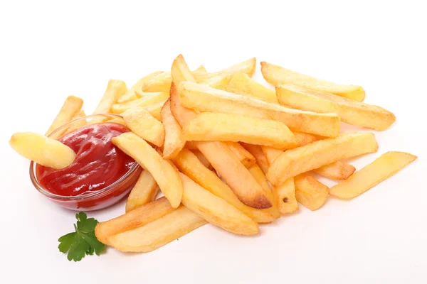 Pommes frites och ketchup — Stockfoto