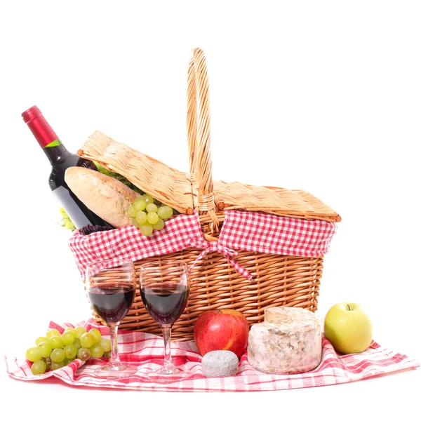 Picnic basket with products — Stock Photo, Image