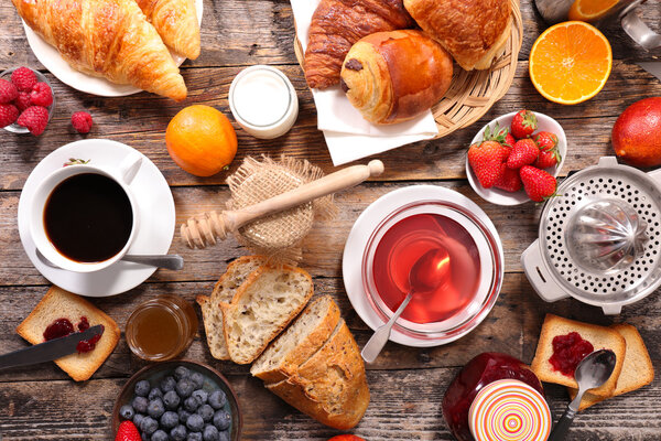 breakfast composition on table