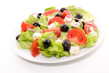 beyaz peynir ile sebze salatası